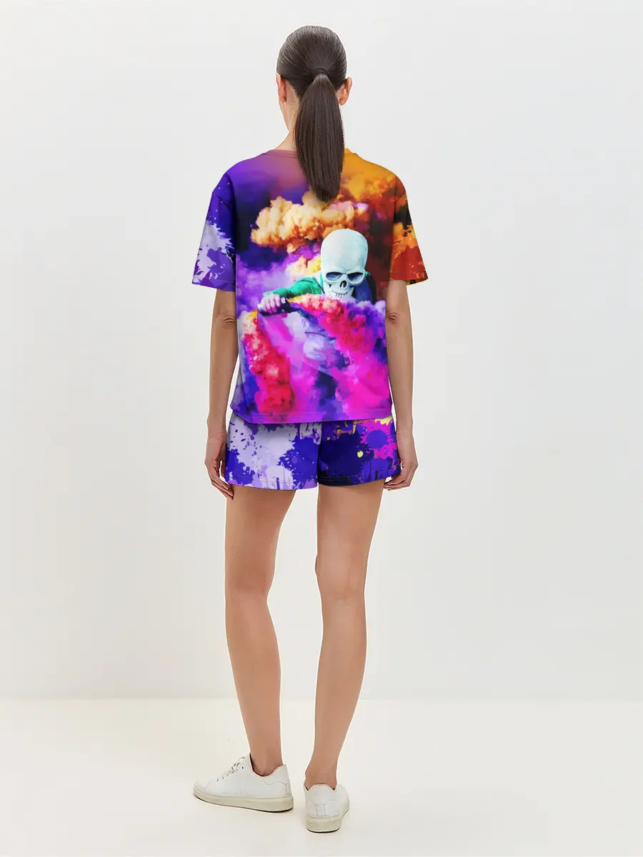 Женская пижама с шортами / Череп в дыму