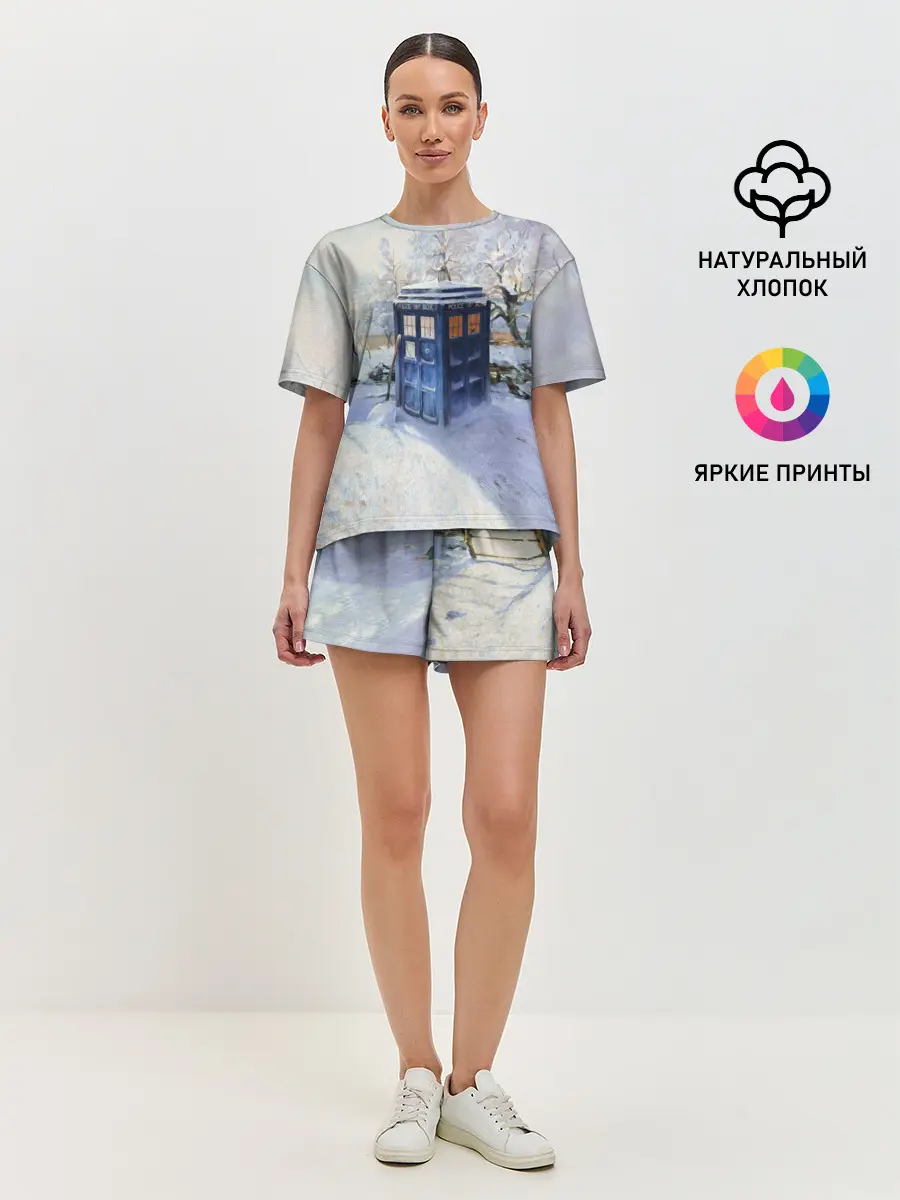 Женская пижама с шортами / ТАРДИС В СНЕГУ