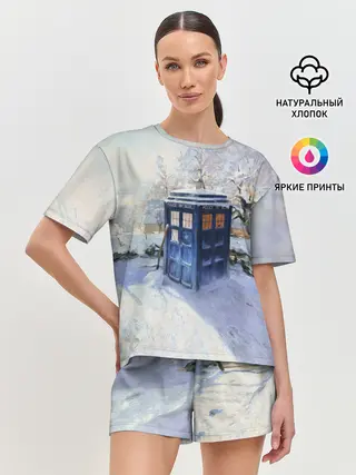 Женская пижама с шортами / ТАРДИС В СНЕГУ