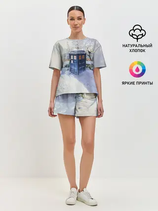 Женская пижама с шортами / ТАРДИС В СНЕГУ