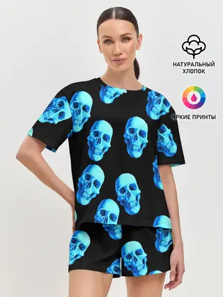 Женская пижама с шортами / Черепа стиль