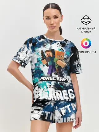 Женская пижама с шортами / Minecraft / Майнкрафт