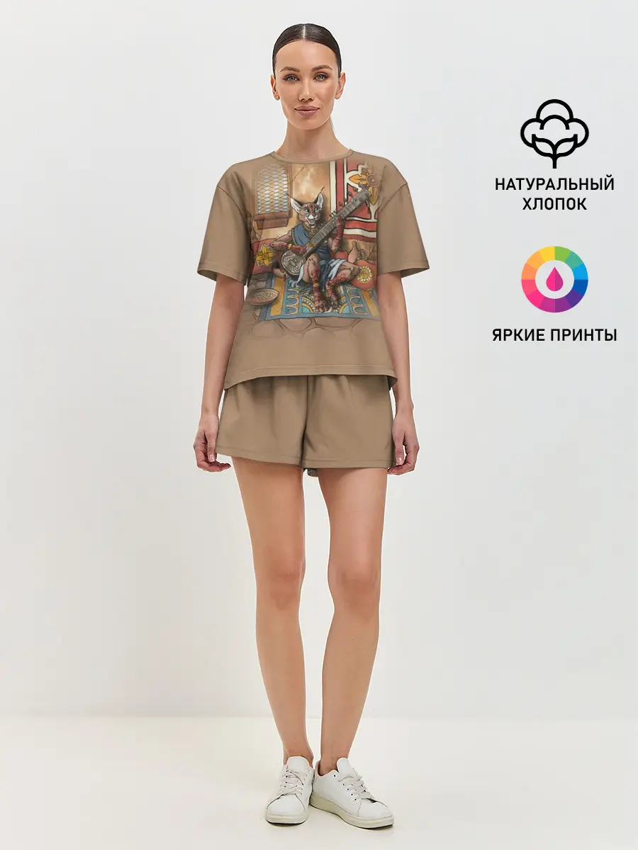 Женская пижама с шортами / Кот музыкант #17