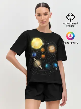 Женская пижама с шортами / Солнечная Система
