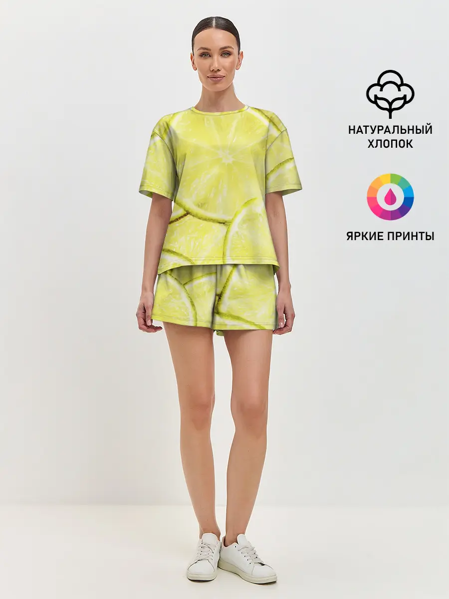 Женская пижама с шортами / Лайм