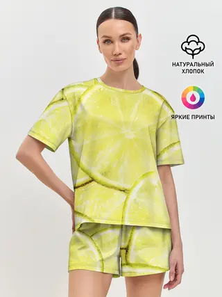 Женская пижама с шортами / Лайм