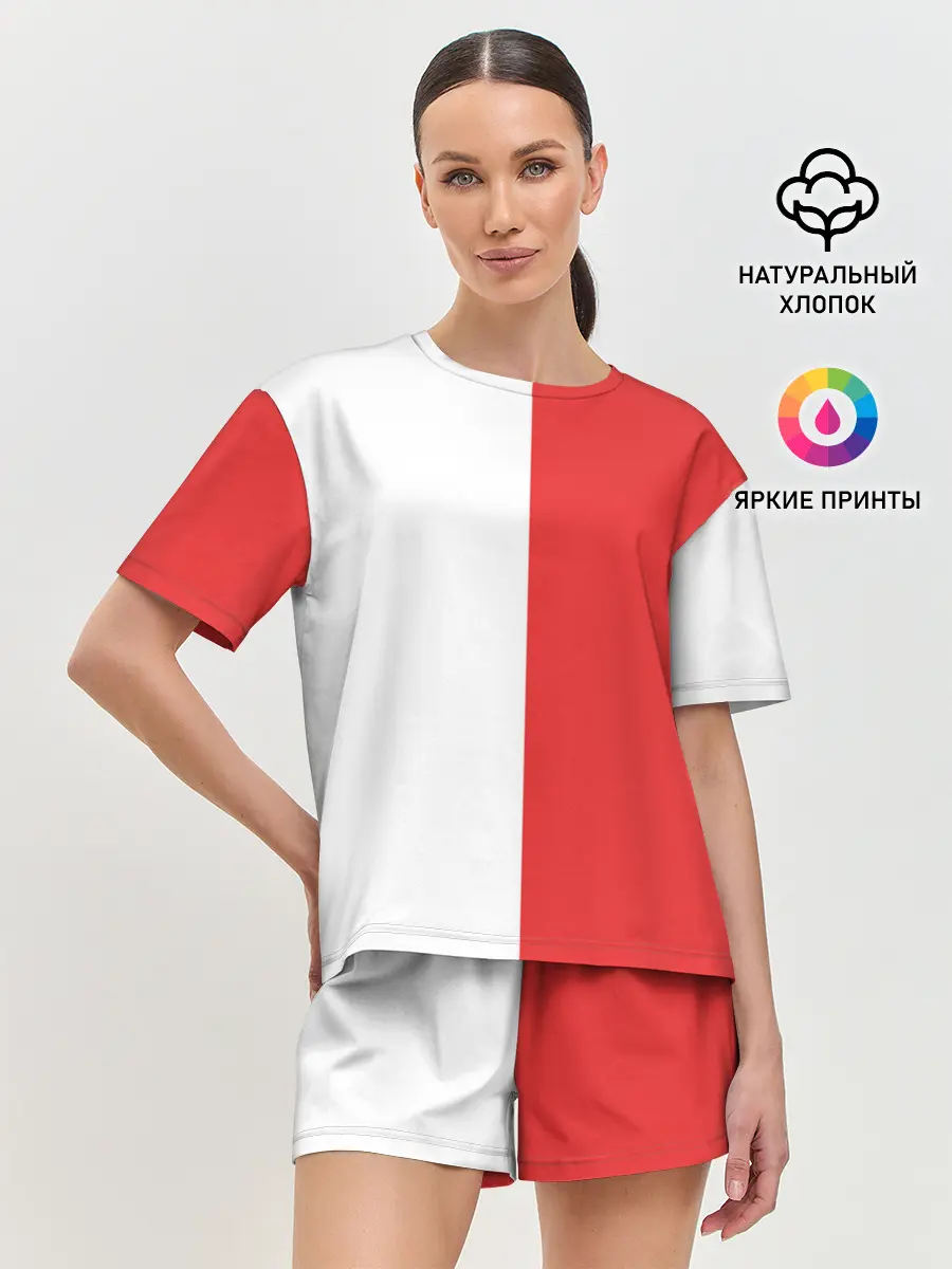 Женская пижама с шортами / Красно-белая форма