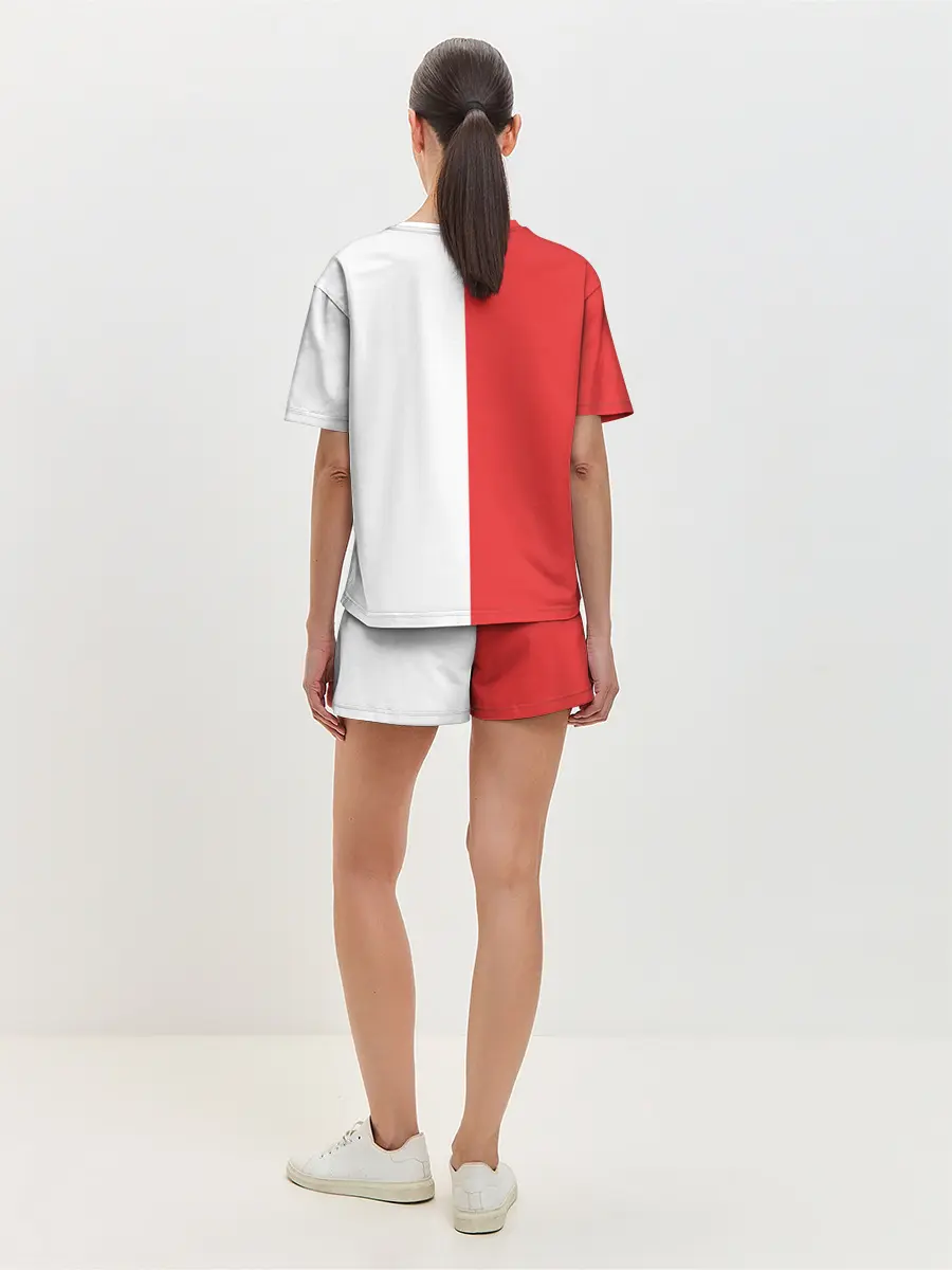 Женская пижама с шортами / Красно-белая форма