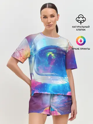 Женская пижама с шортами / Космонавт - космос