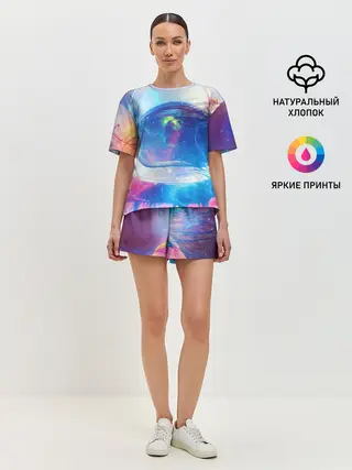 Женская пижама с шортами / Космонавт - космос