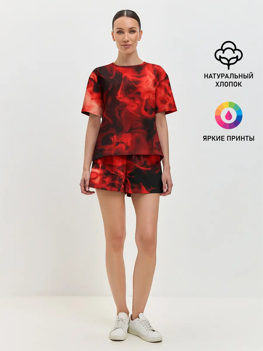 Женская пижама с шортами / Красный дым