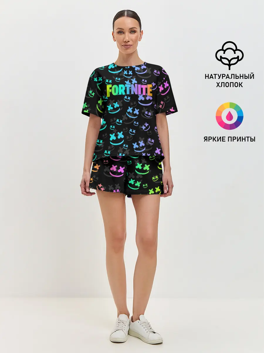 Женская пижама с шортами / Fortnite & Marshmello