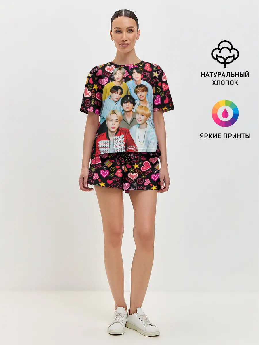 Женская пижама с шортами / I Love BTS