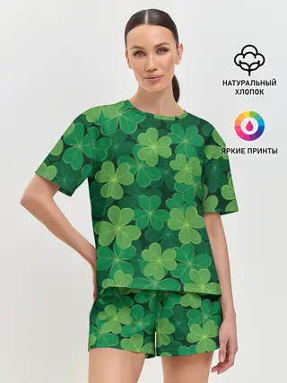 Женская пижама с шортами / Ирландский клевер