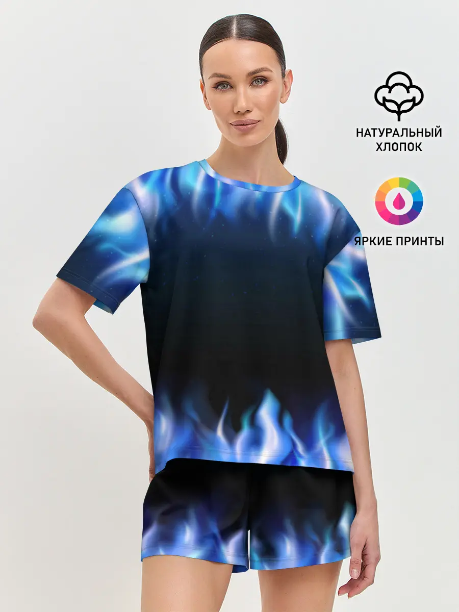 Женская пижама с шортами / Синий Огонь