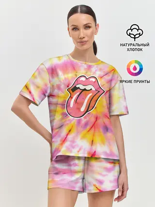 Женская пижама с шортами / Rolling Stones tie-dye