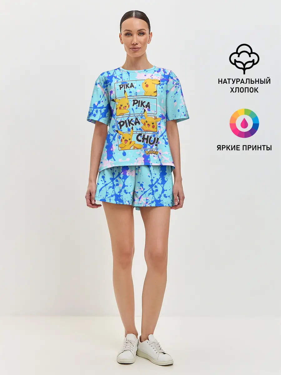 Женская пижама с шортами / Pikachu