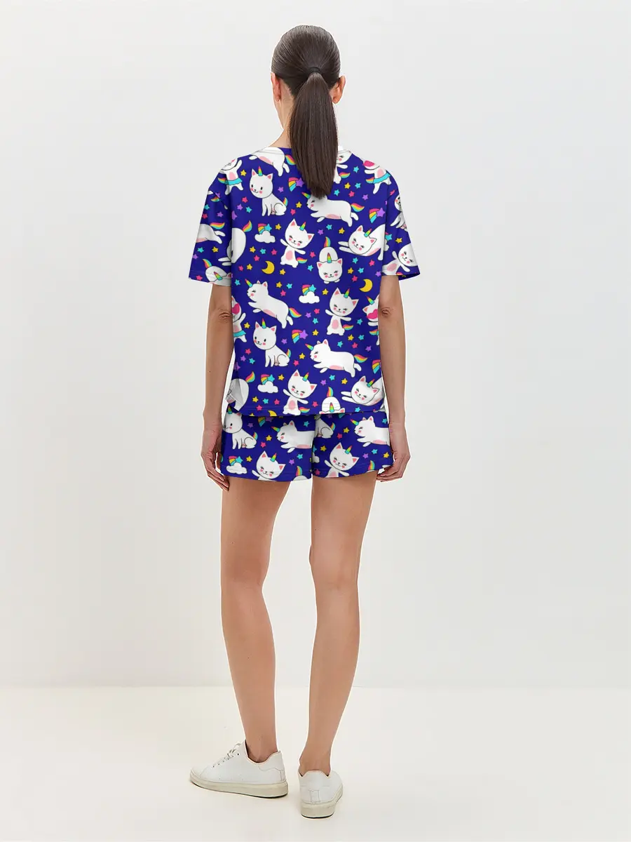 Женская пижама с шортами / Кот-Единорог