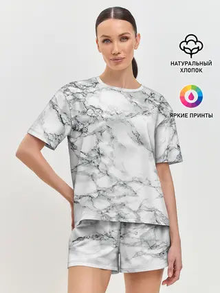 Женская пижама с шортами / Мрамор