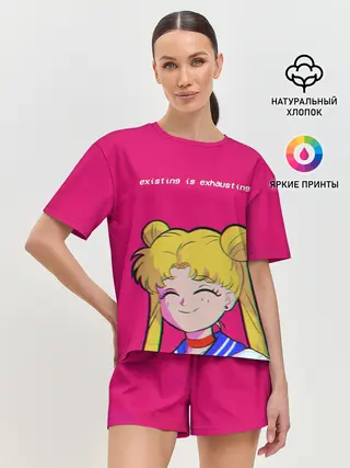 Женская пижама с шортами / EXISTING IS EXHAUSTING