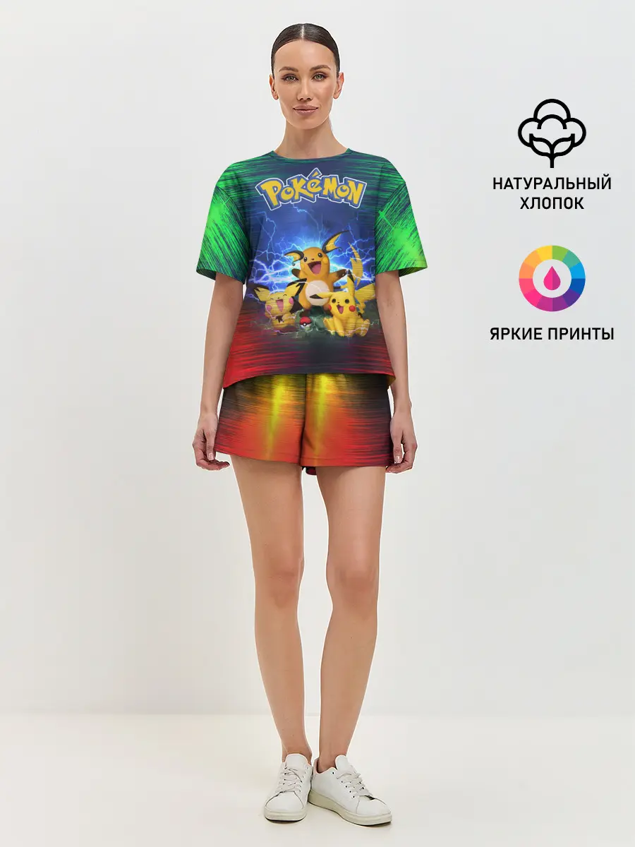 Женская пижама с шортами / Pikachu