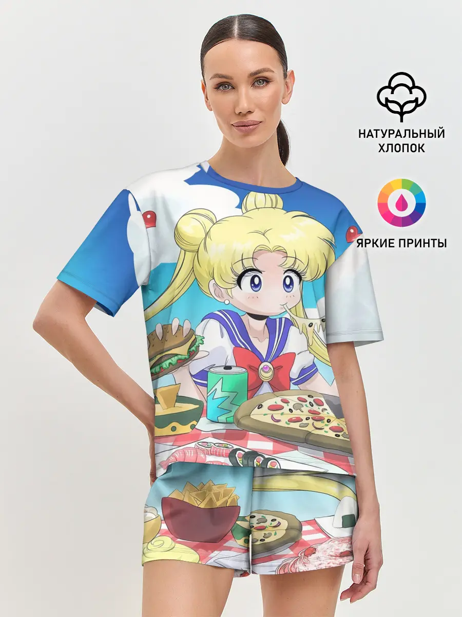 Женская пижама с шортами / Пицца Мун