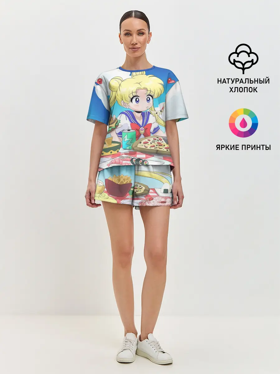 Женская пижама с шортами / Пицца Мун
