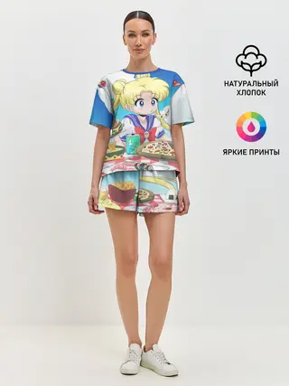 Женская пижама с шортами / Пицца Мун