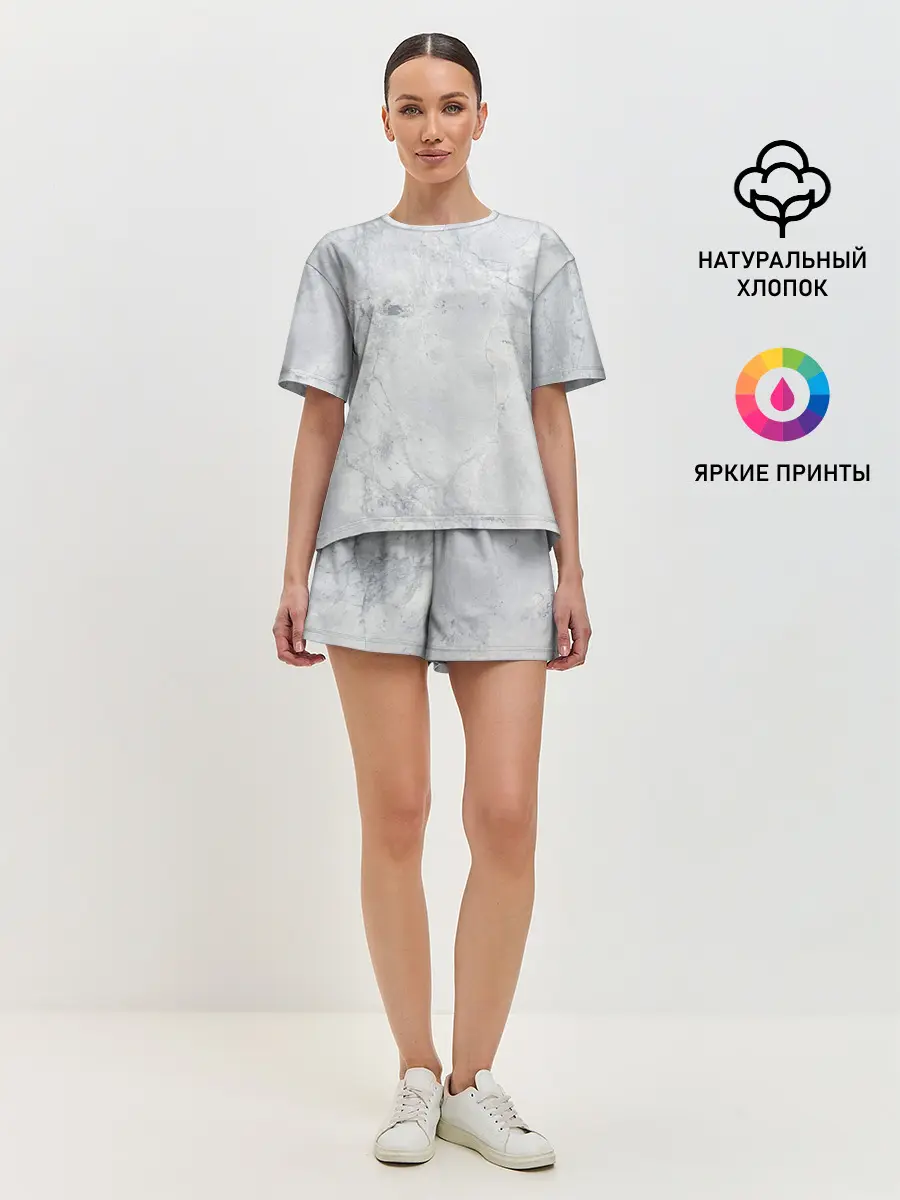 Женская пижама с шортами / Мрамор