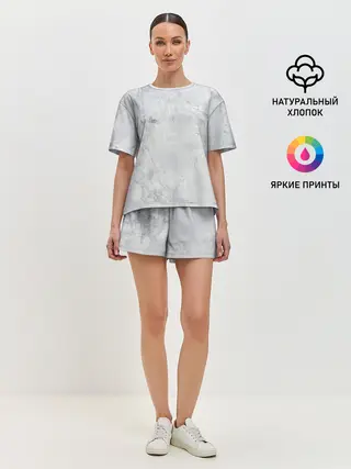 Женская пижама с шортами / Мрамор