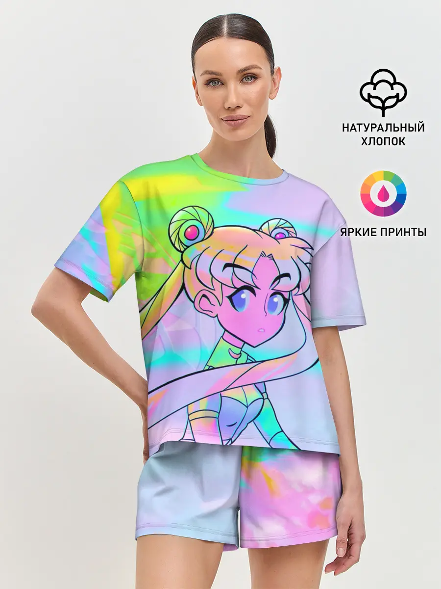 Женская пижама с шортами / ЦВЕТНАЯ МУН