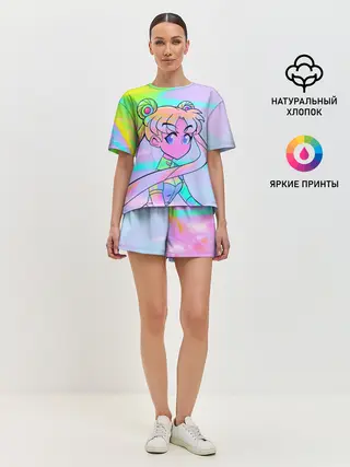 Женская пижама с шортами / ЦВЕТНАЯ МУН