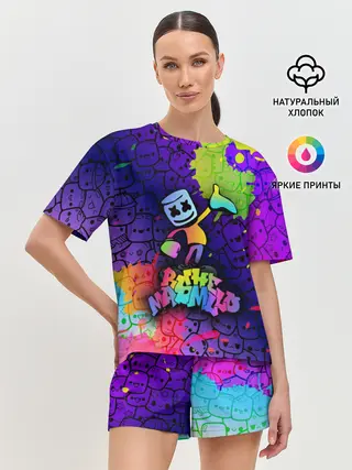 Женская пижама с шортами / Marshmello