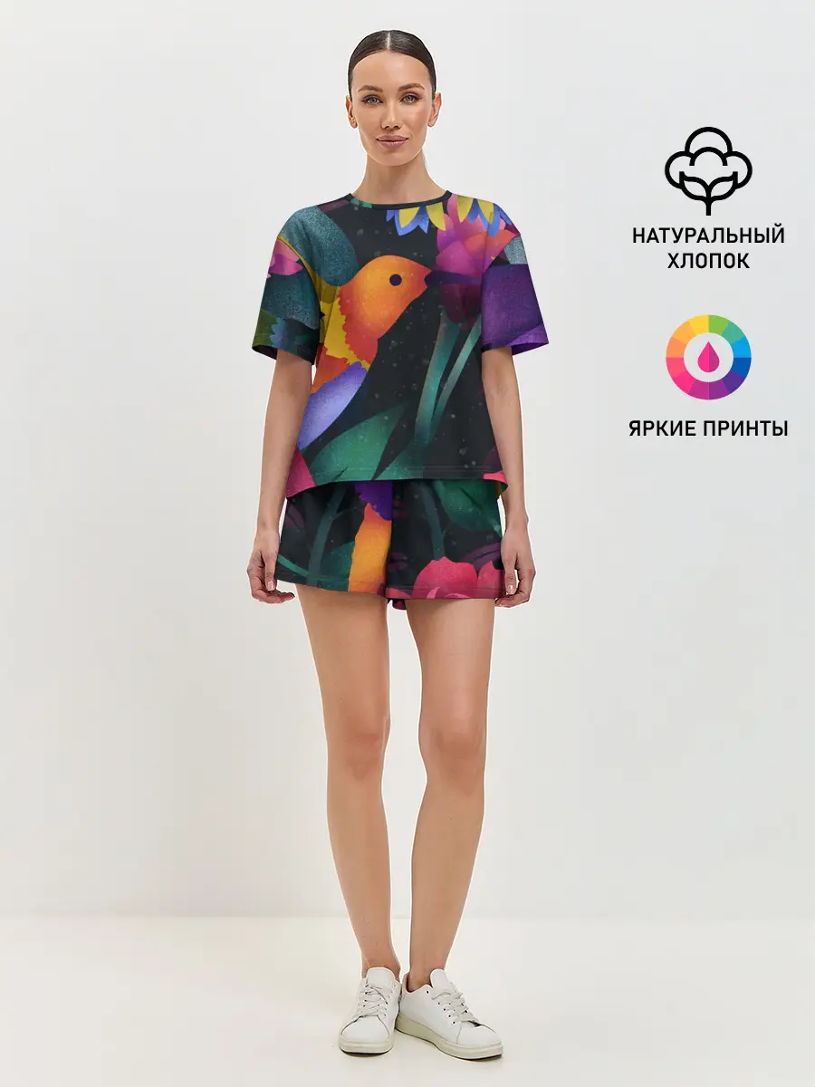 Женская пижама с шортами / Колибри
