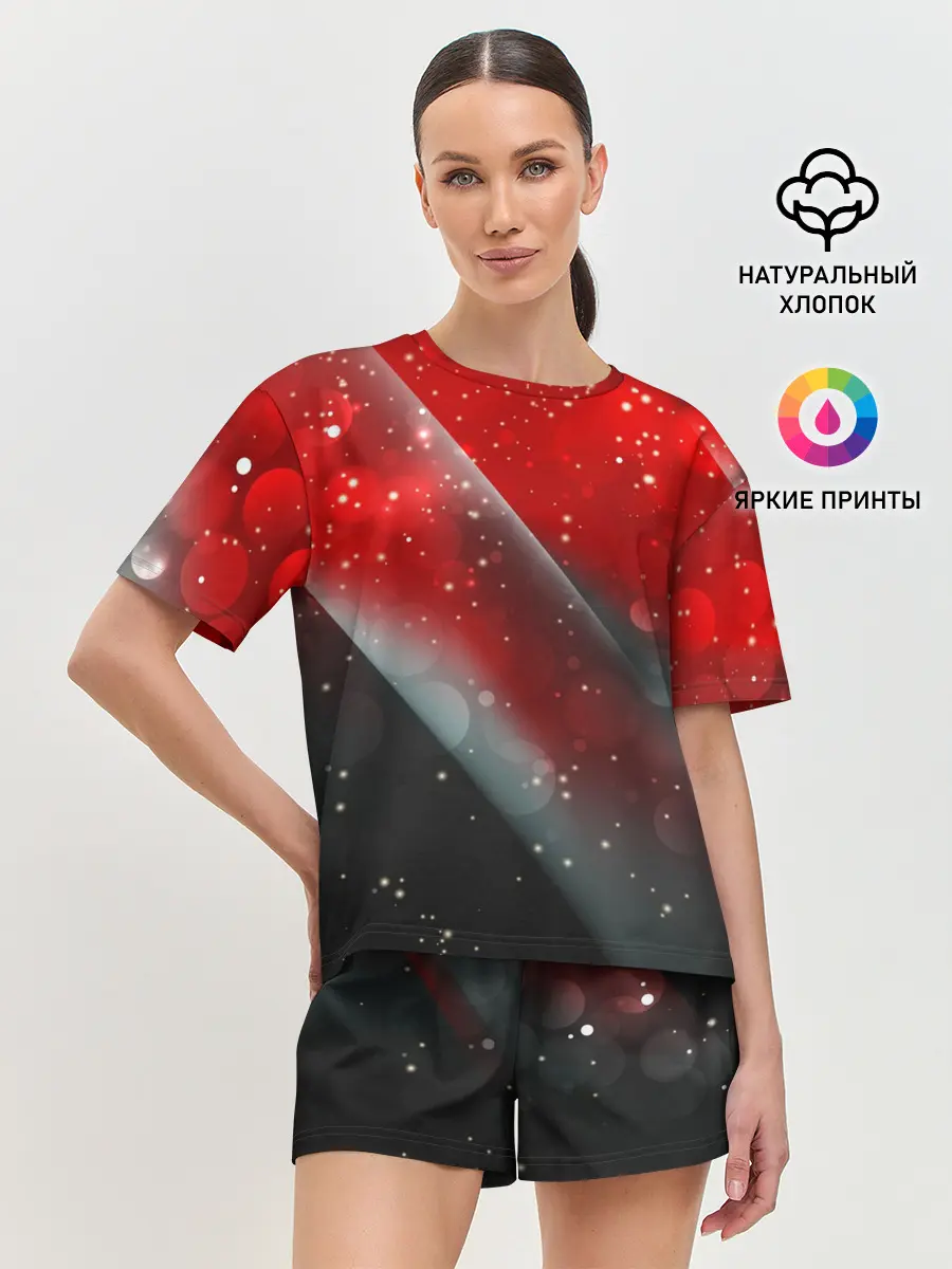 Женская пижама с шортами / Red & Black