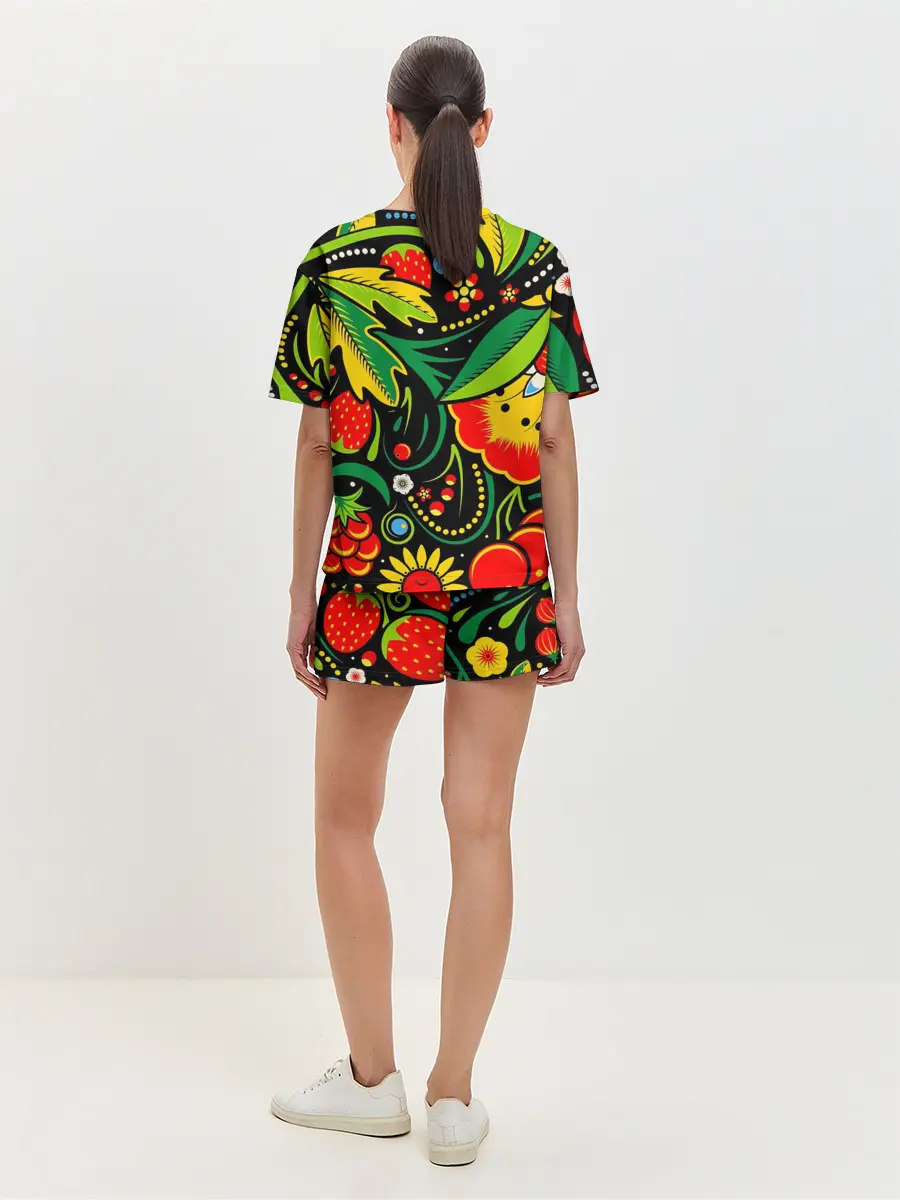 Женская пижама с шортами / Цветы