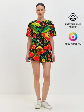 Женская пижама с шортами / Цветы