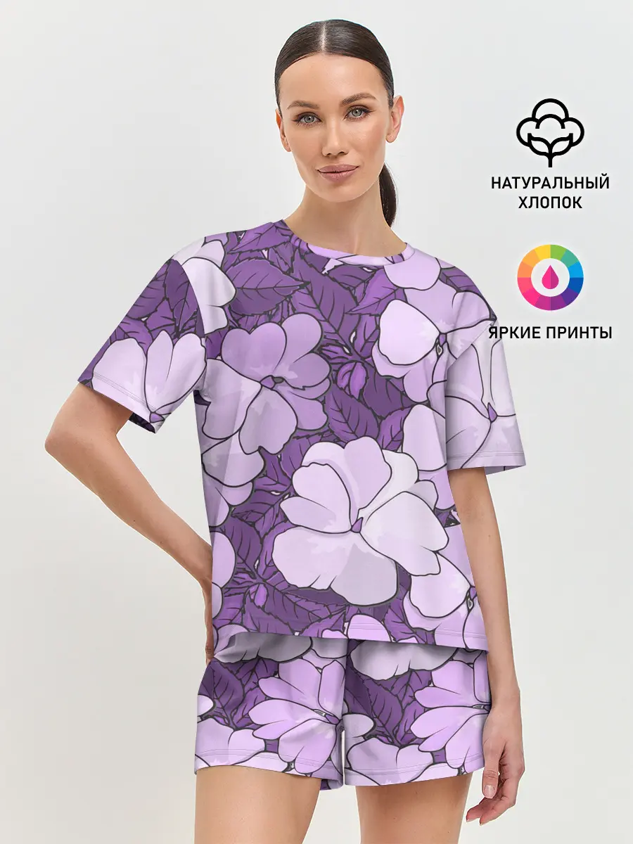 Женская пижама с шортами / Цветы