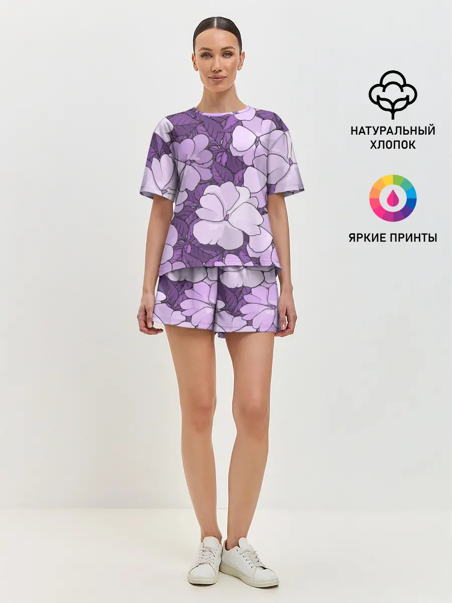Женская пижама с шортами / Цветы