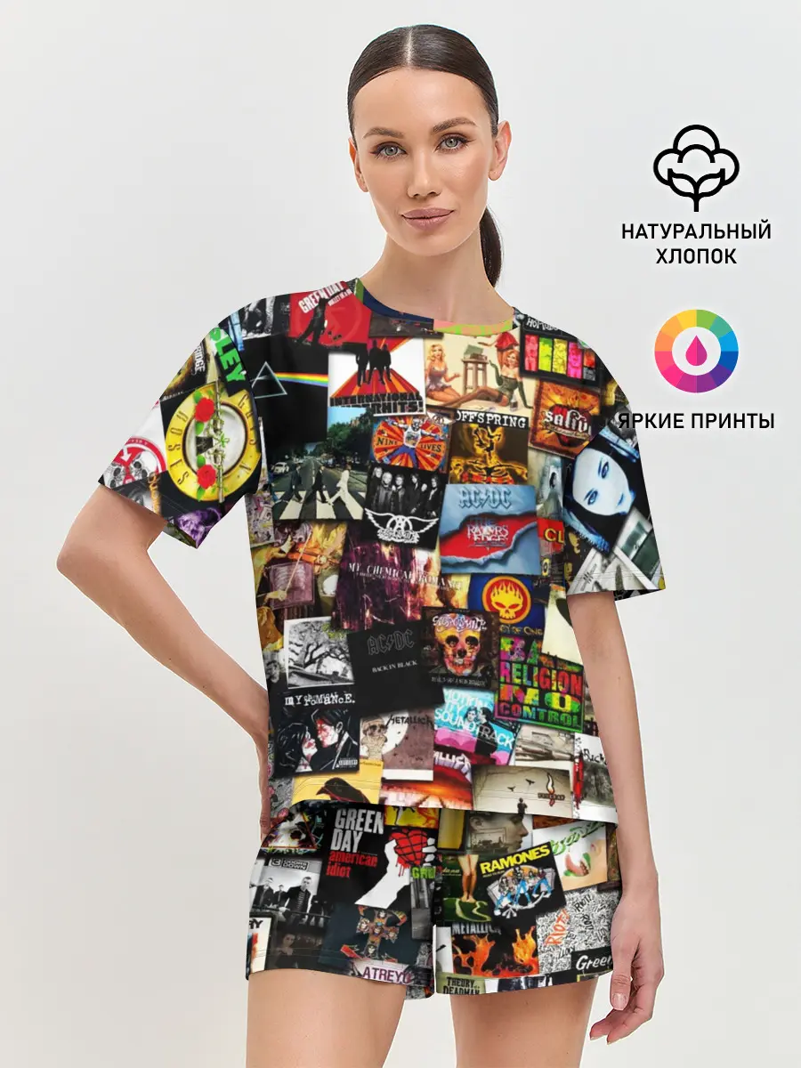 Женская пижама с шортами / Альбомы лучших РОК групп