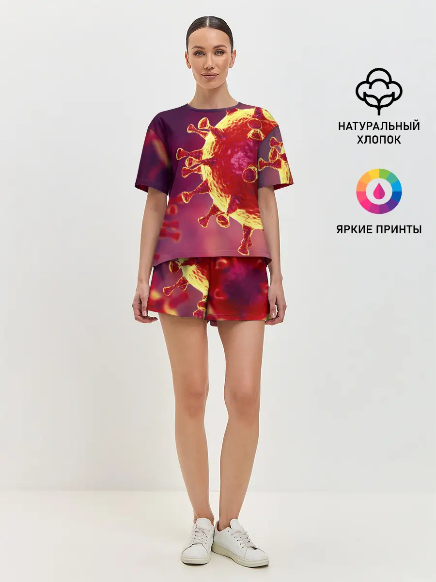 Женская пижама с шортами / Коронавирус
