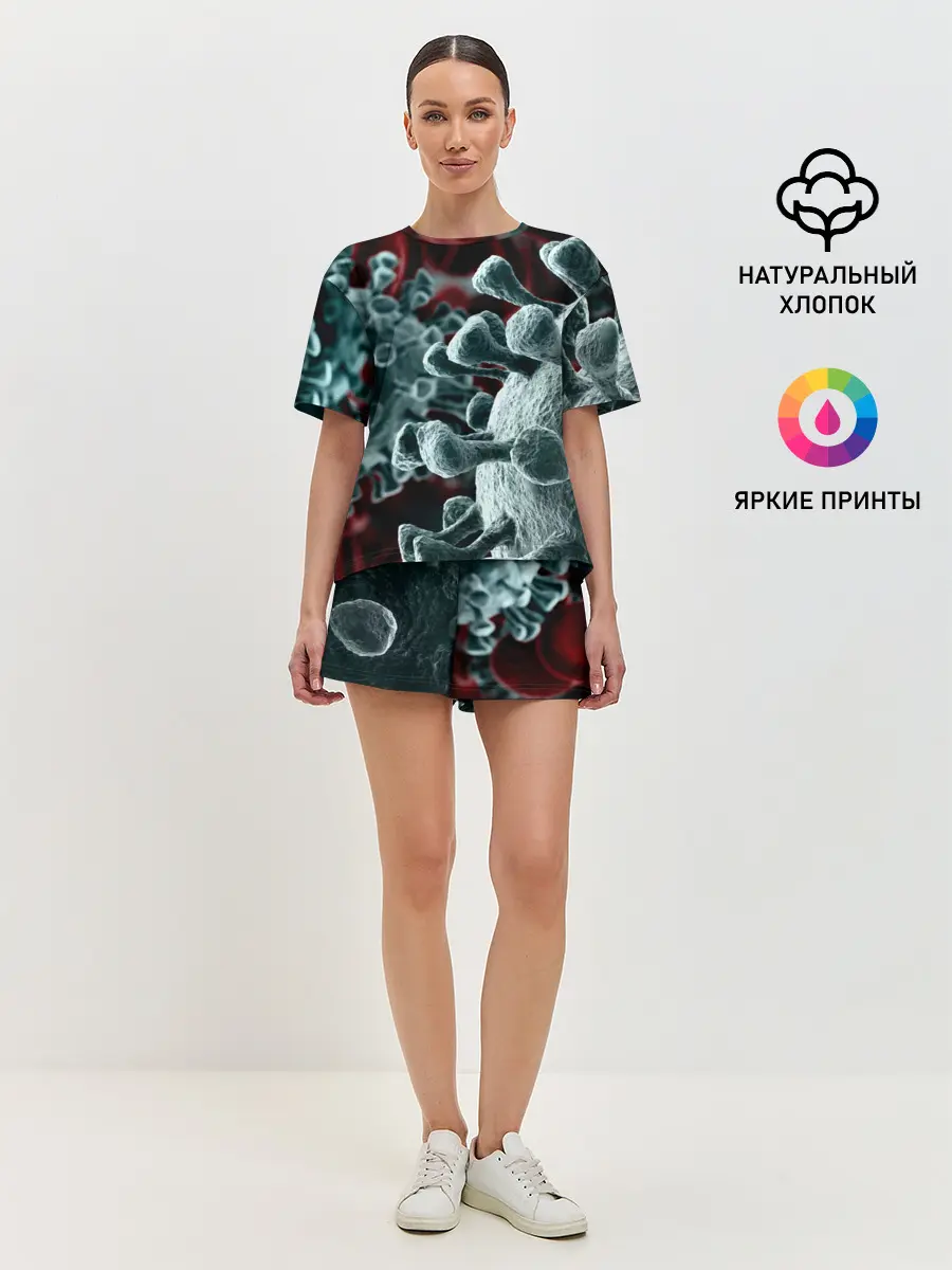 Женская пижама с шортами / Коронавирус