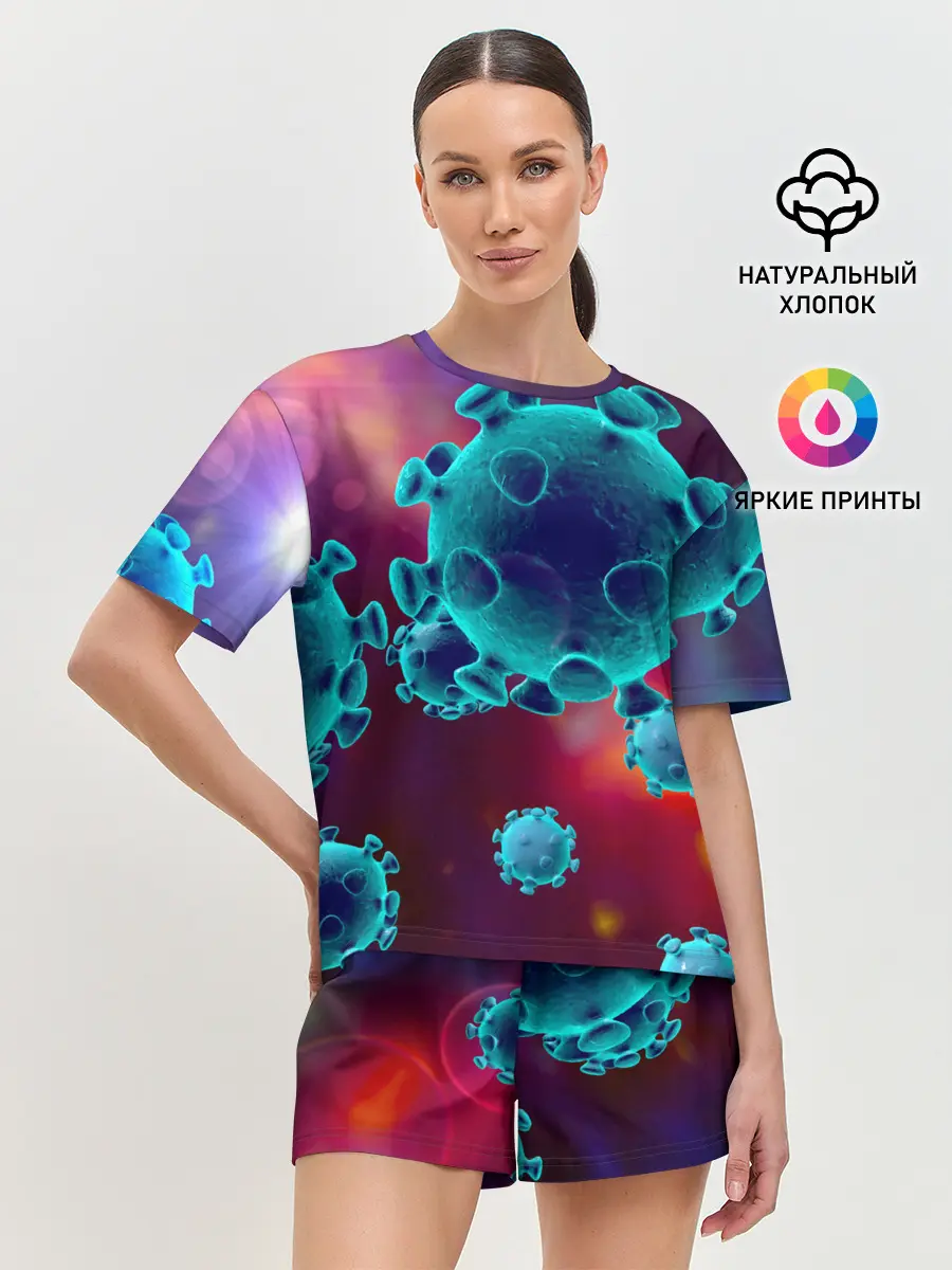 Женская пижама с шортами / Коронавирус