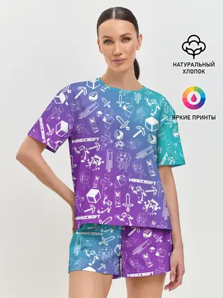 Женская пижама с шортами / Minecraft pattern