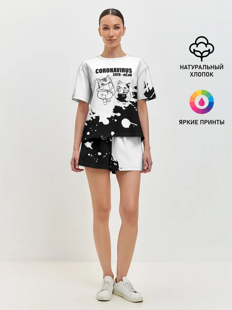 Женская пижама с шортами / Coronavirus 2019 - nCoV