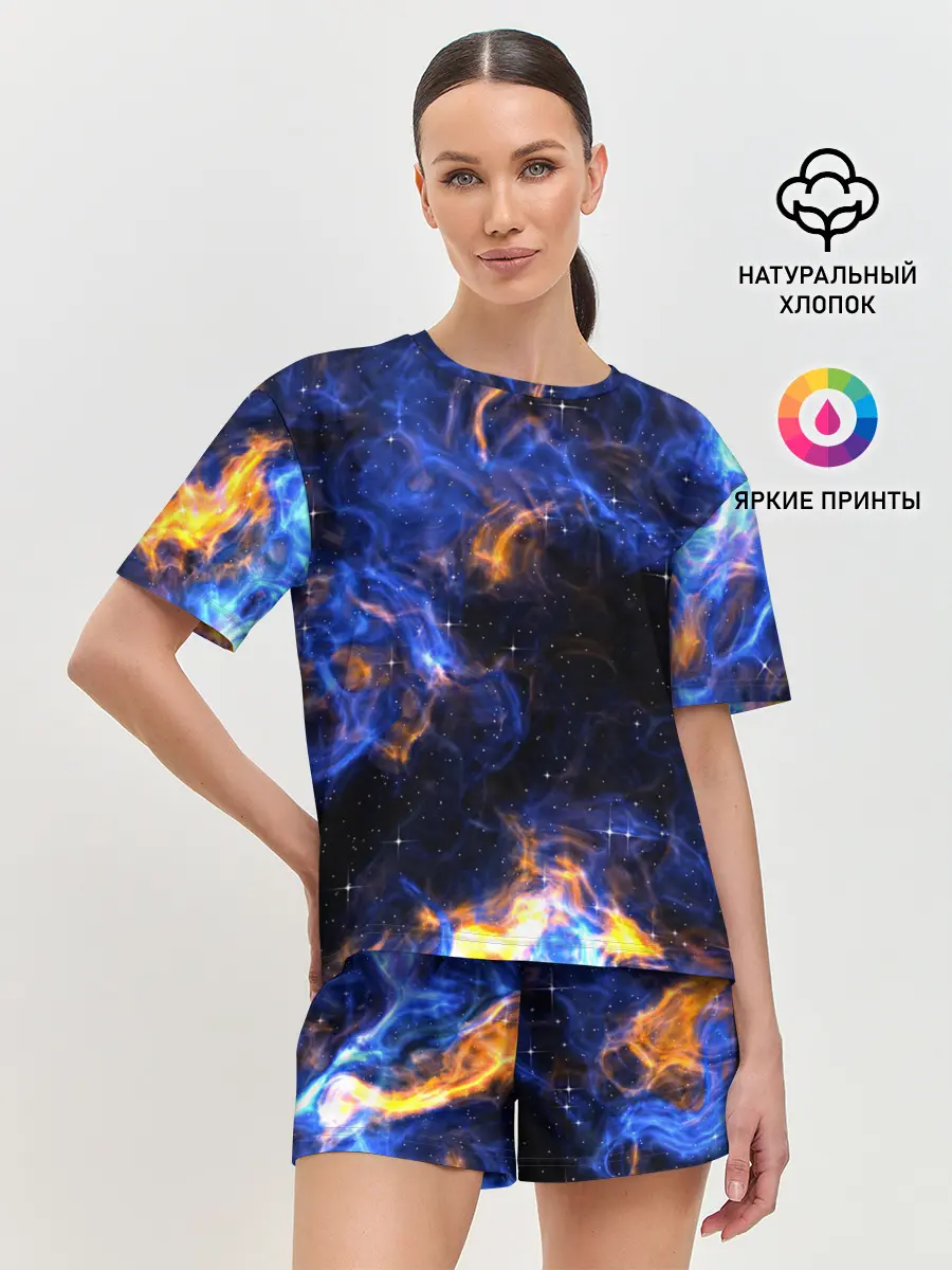 Женская пижама с шортами / Космос