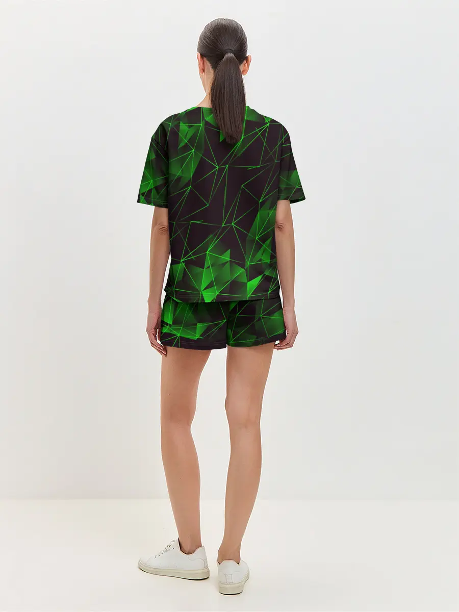 Женская пижама с шортами / GREEN STRIPES | ЗЕЛЕНАЯ ГЕОМЕТРИЯ