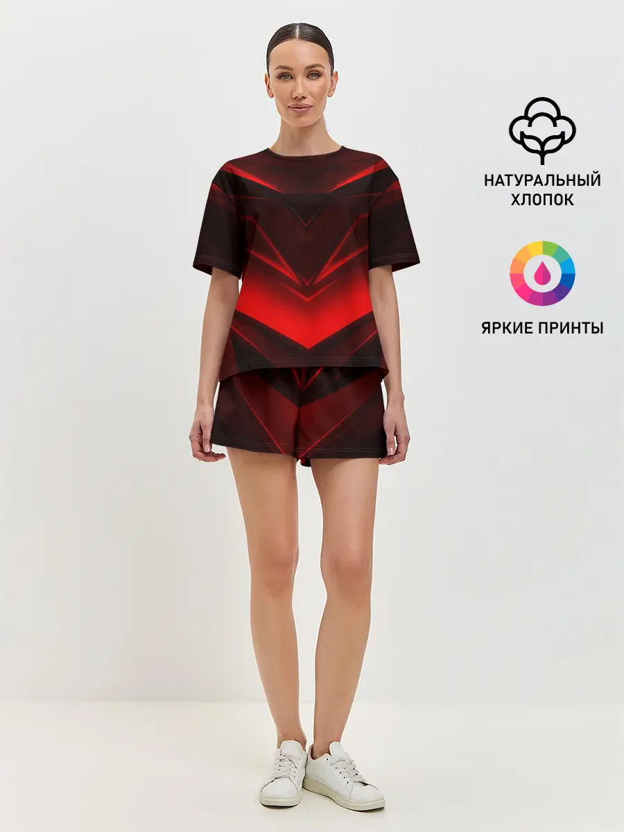 Женская пижама с шортами / GEOMETRY STRIPES | КРАСНАЯ ГЕОМЕТРИЯ