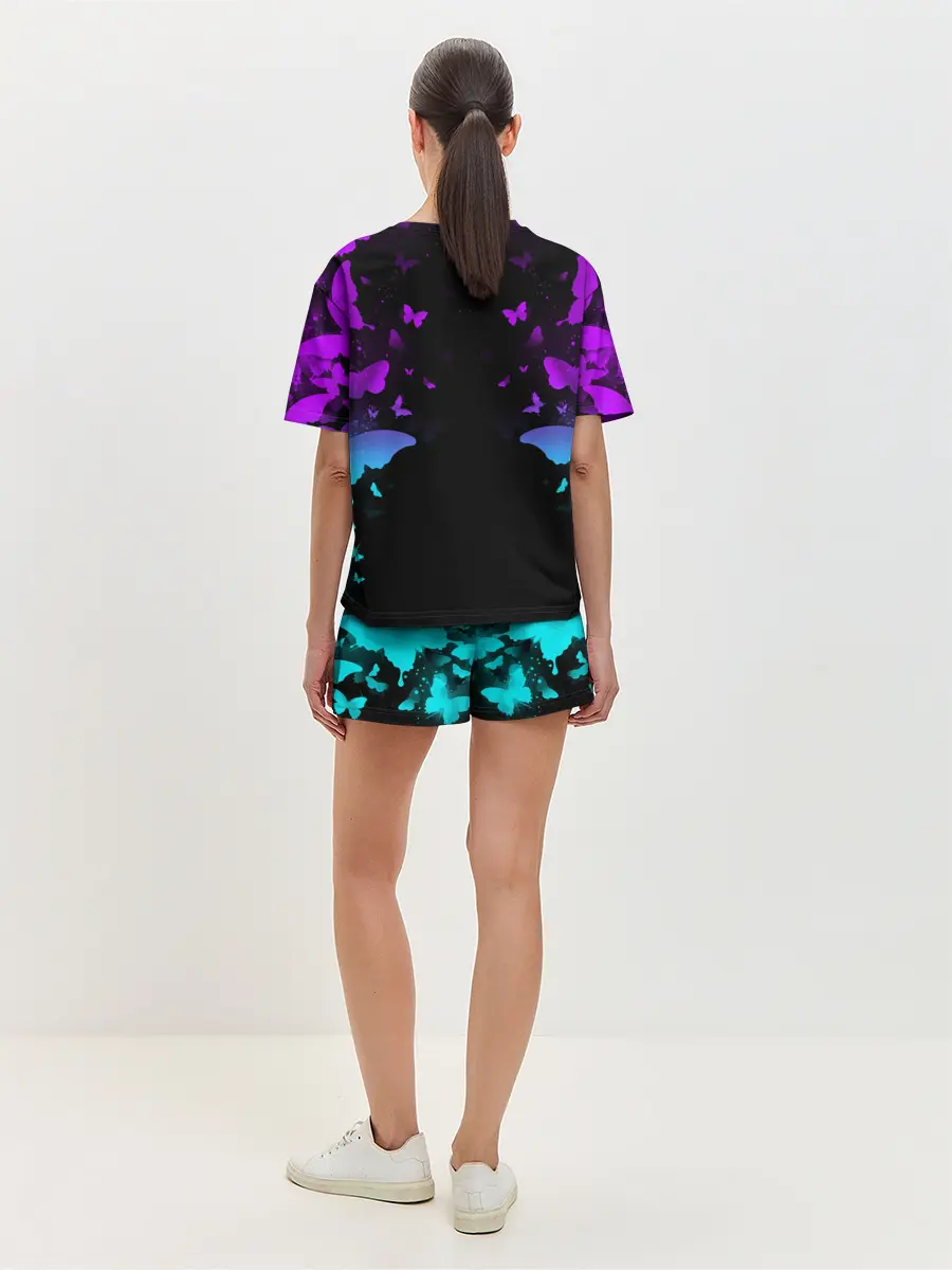 Женская пижама с шортами / НЕОНОВЫЕ БАБОЧКИ | NEON BUTTERFLIES