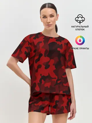 Женская пижама с шортами / RED MILITARY | КРАСНЫЙ КАМУФЛЯЖ